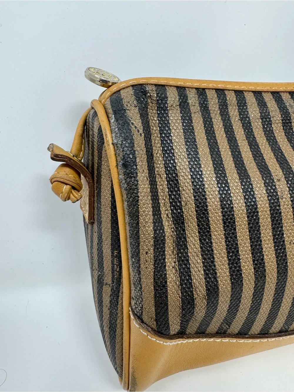 Fendi vintage leather stripped crossbody bag